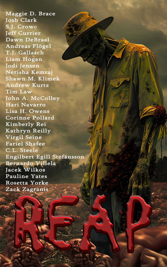 Dark fantasy or horror book cover for Reap, focused on death, harvest, and judgment.